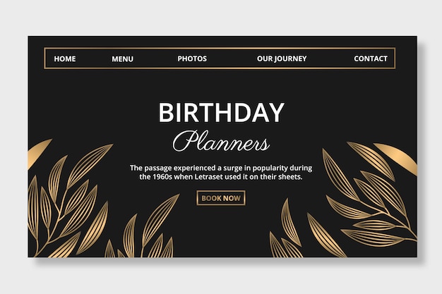 Birthday planners landing page