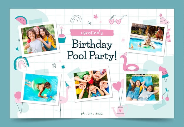 Birthday pool party photocall template