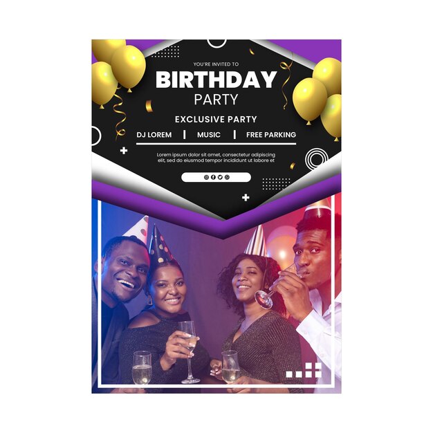 Birthday poster template with photo