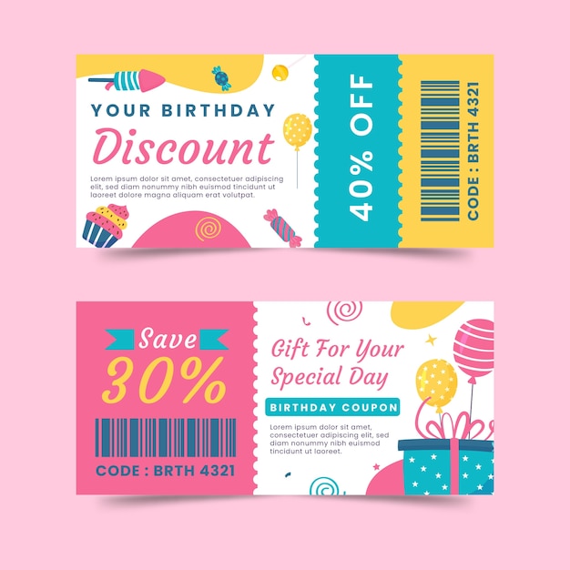 Birthday sale coupon design template