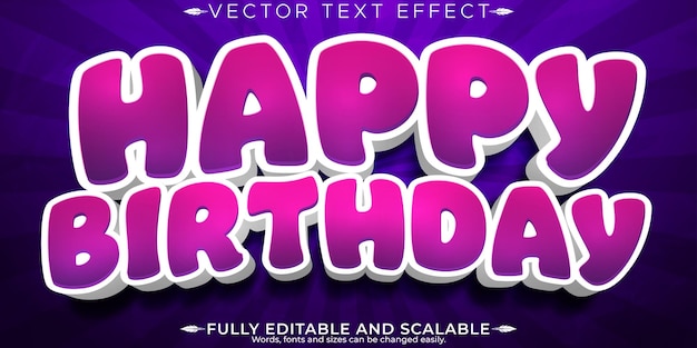 Free Vector birthday text effect editable celebration and party customizable font style