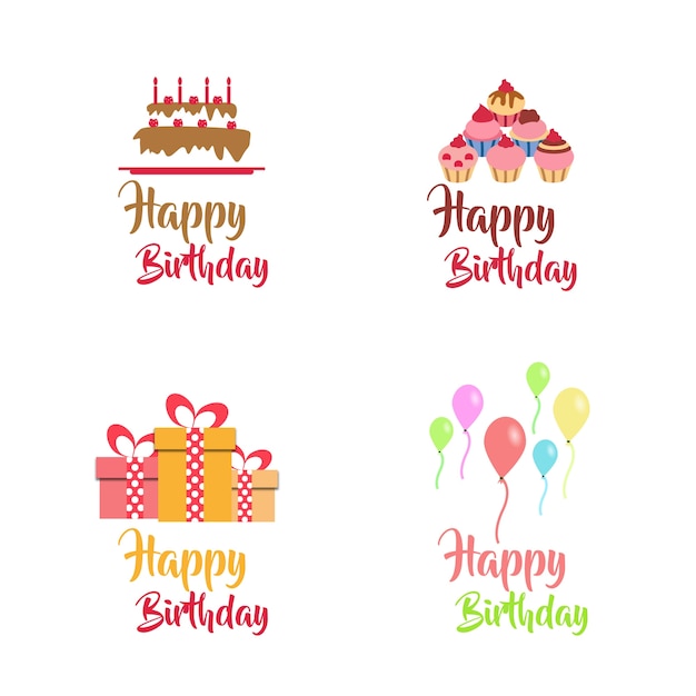 Birthday vector logo design collection