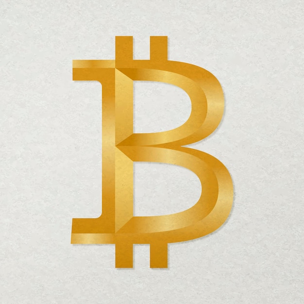 Bitcoin blockchain cryptocurrency icon vector in gold open-source finance concept