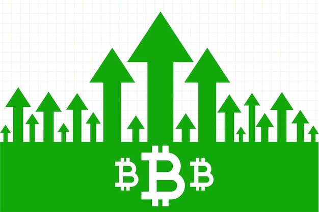 Free Vector bitcoin growth upward green arrow concept