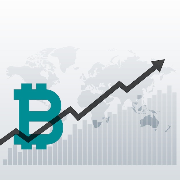 Free Vector bitcoin upward growth chart design background