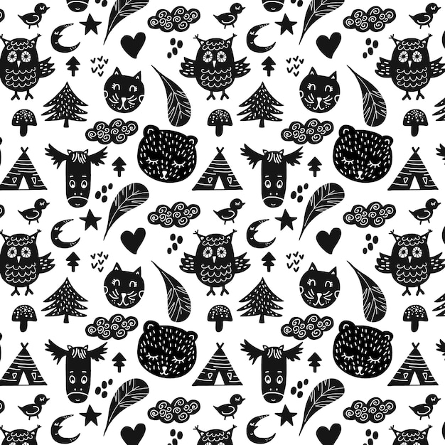 Black animals pattern