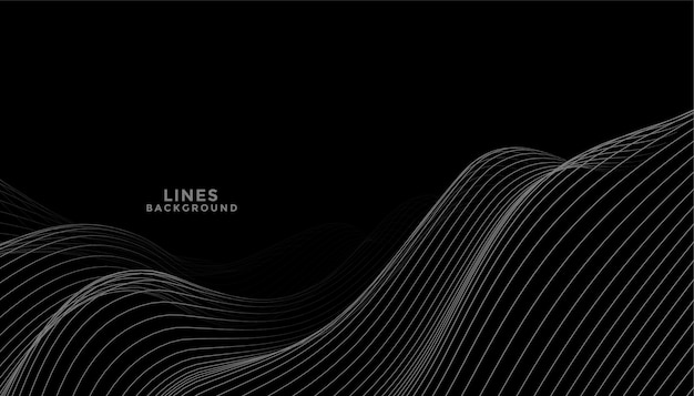 Free Vector black background with dark gray wavy lines design