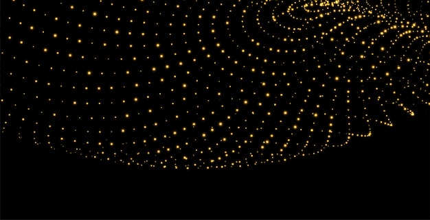 Black background with golden particles glitter dots