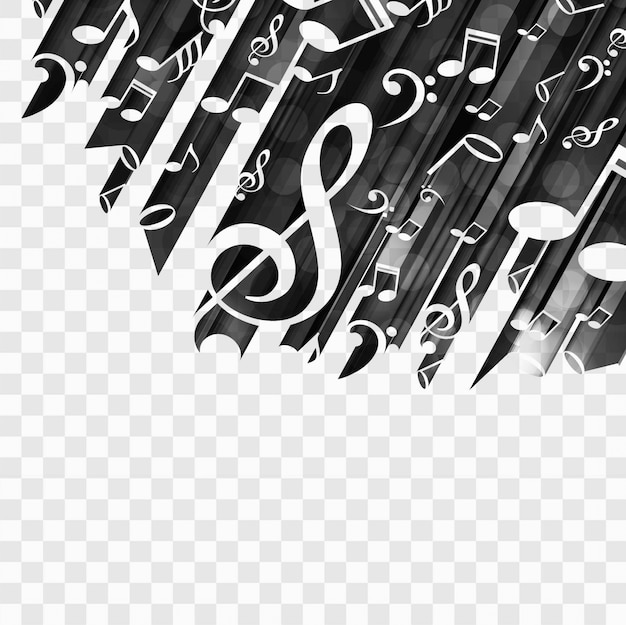 Black background with musical notes