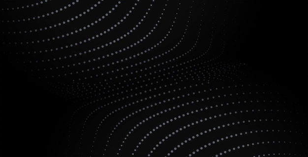 Black background with particle line wave