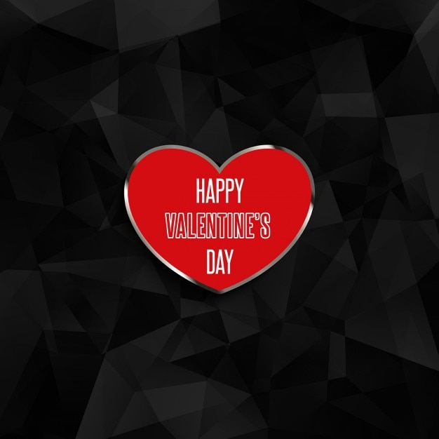 Free vector black background with a red heart for valentine