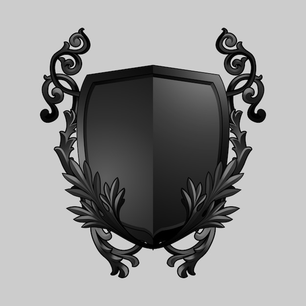 Free vector black baroque shield elements vector