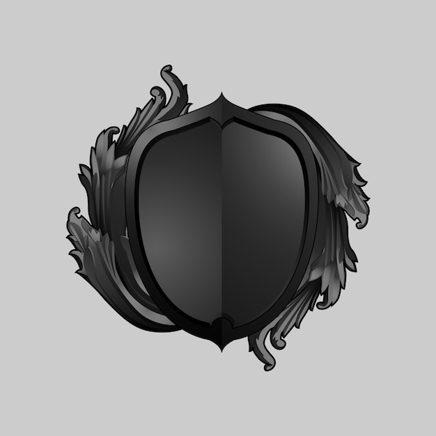 Free Vector black baroque shield elements vector