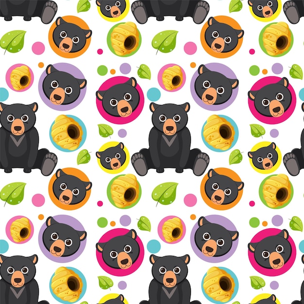 Free Vector black bear seamless pattern