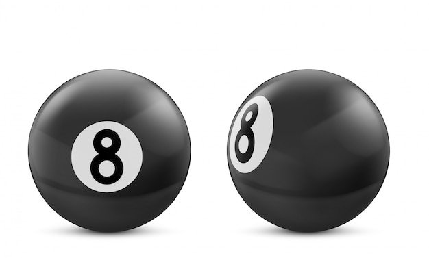 Free vector black billiard eight ball isolated on white