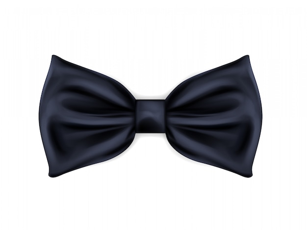 Free Vector black bow tie realistic icon isolated on white background.