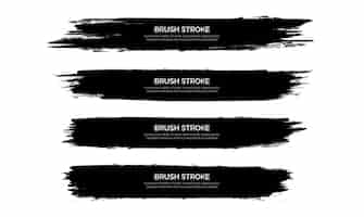 Free vector black brush stroke banner template collection