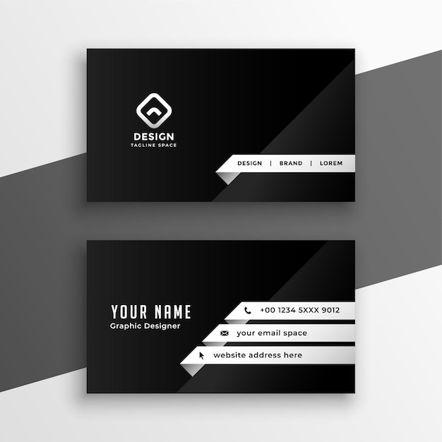 Free vector black business card modern design