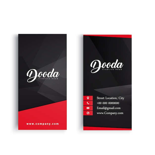 Black business card with red details