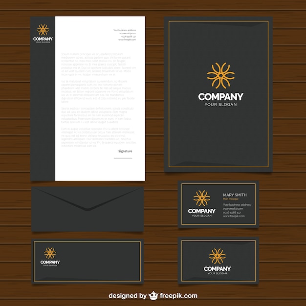 Free vector black business stationery