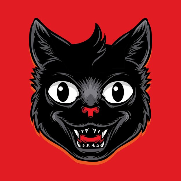 Black cat head vector illustration