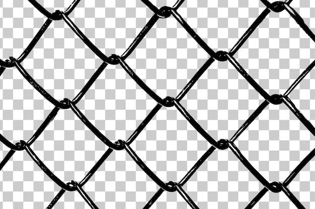 Free Vector black chain link fence with a white background.