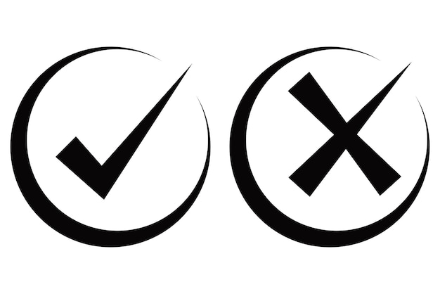 Free Vector black check mark and cross