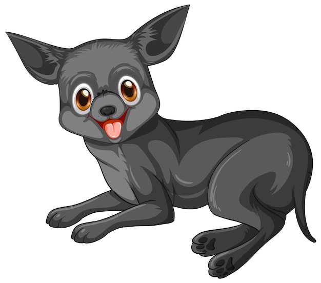 Free vector black chihuahua dog cartoon on white background