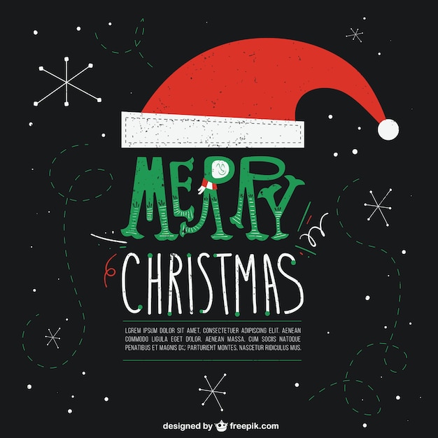 Free vector black christmas card with santa claus's hat