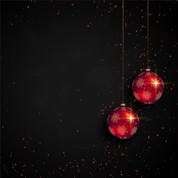 Black christmas festival card with realistic ball 