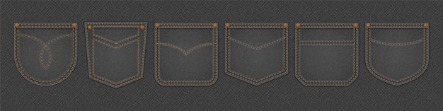 Free Vector black denim cloth texture with pockets