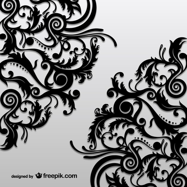 Black floral ornamental vector