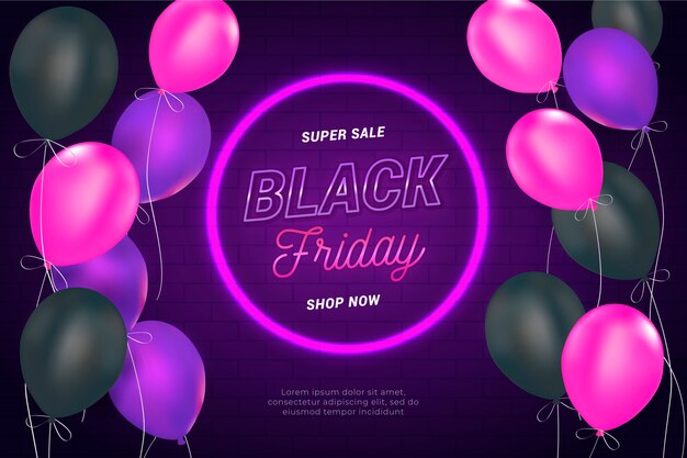 Black friday background with realistic balloons