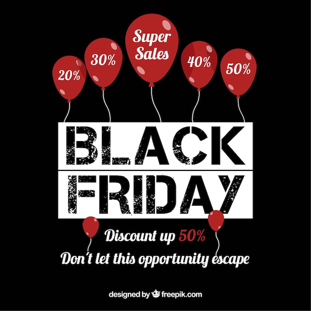 Black friday background with red balloons