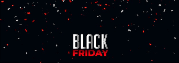 Free vector black friday banner with red and white confetti