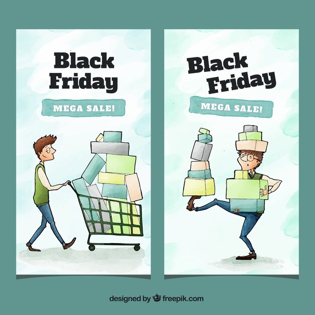 Black friday banners with man