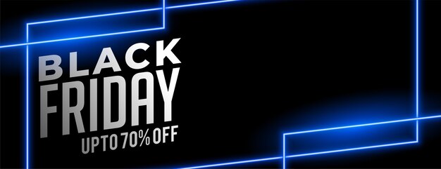 Black friday blue neon sale banner design