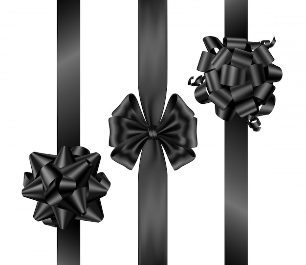 Black friday bows with vertical ribbons top view