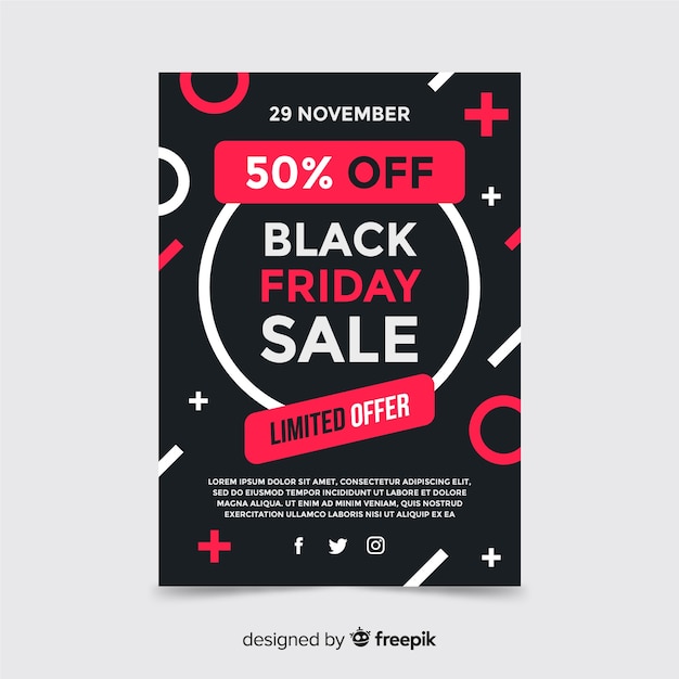 Free vector black friday flyer in flat design