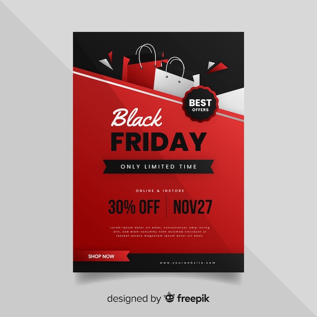 Black friday flyer in flat design