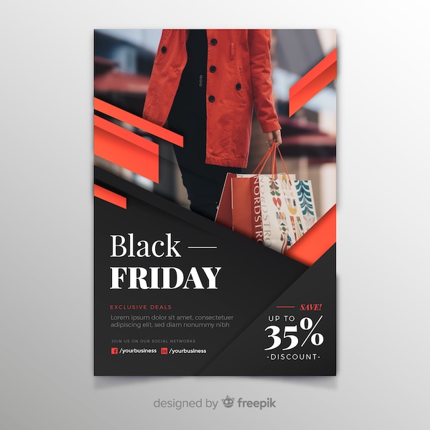 Free Vector black friday flyer template in flat design