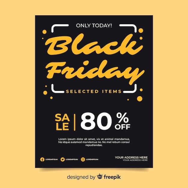 Free Vector black friday flyer template in flat design