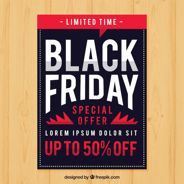 Black friday flyer with wite and red fonts