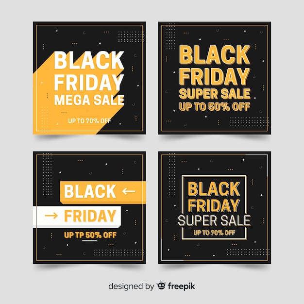 Free Vector black friday golden instagram post collection