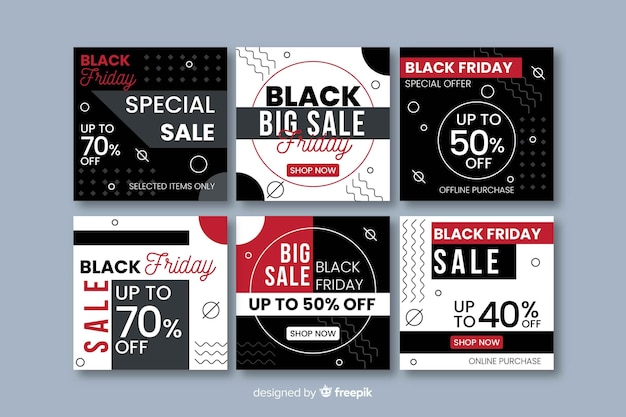 Free vector black friday instagram post collection