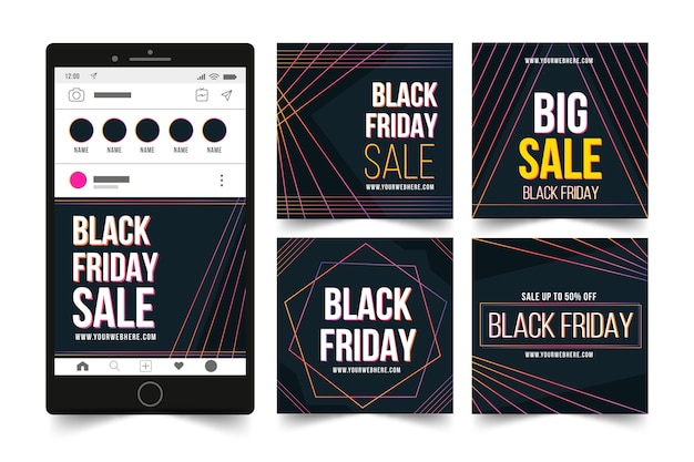 Free Vector black friday instagram post collection