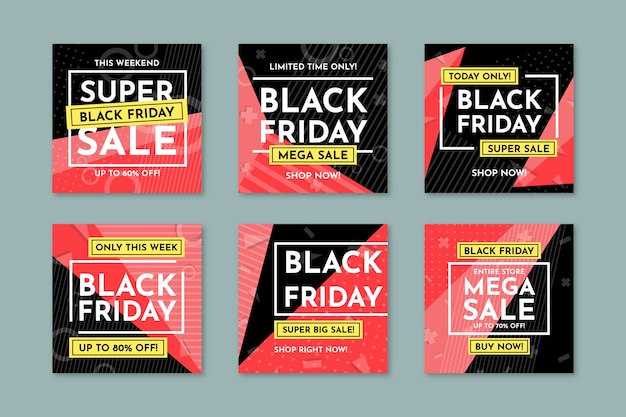 Free Vector black friday instagram post collection