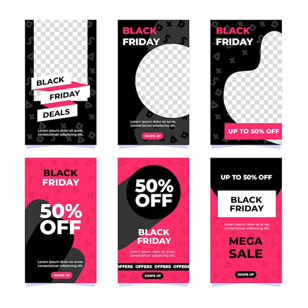 Free Vector black friday instagram stories collection