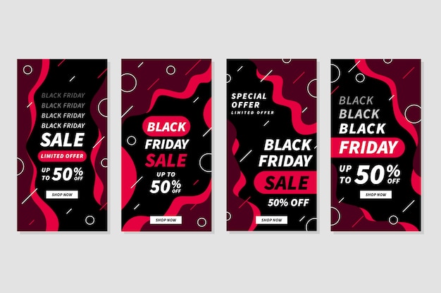 Free Vector black friday instagram stories in flat design