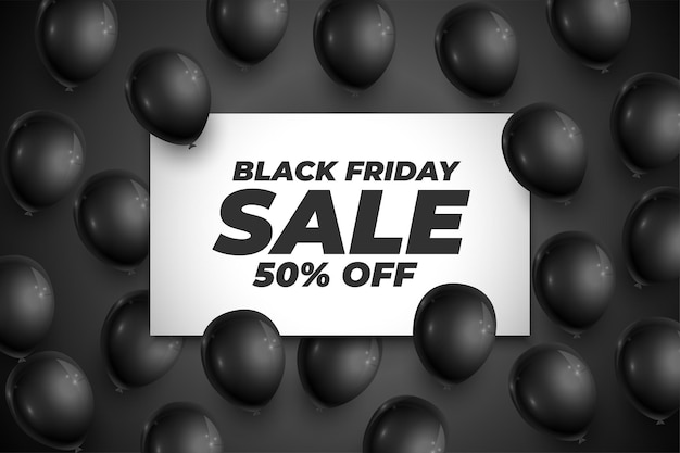 Free Vector black friday mega sale offer background with realistic balloon decor vector